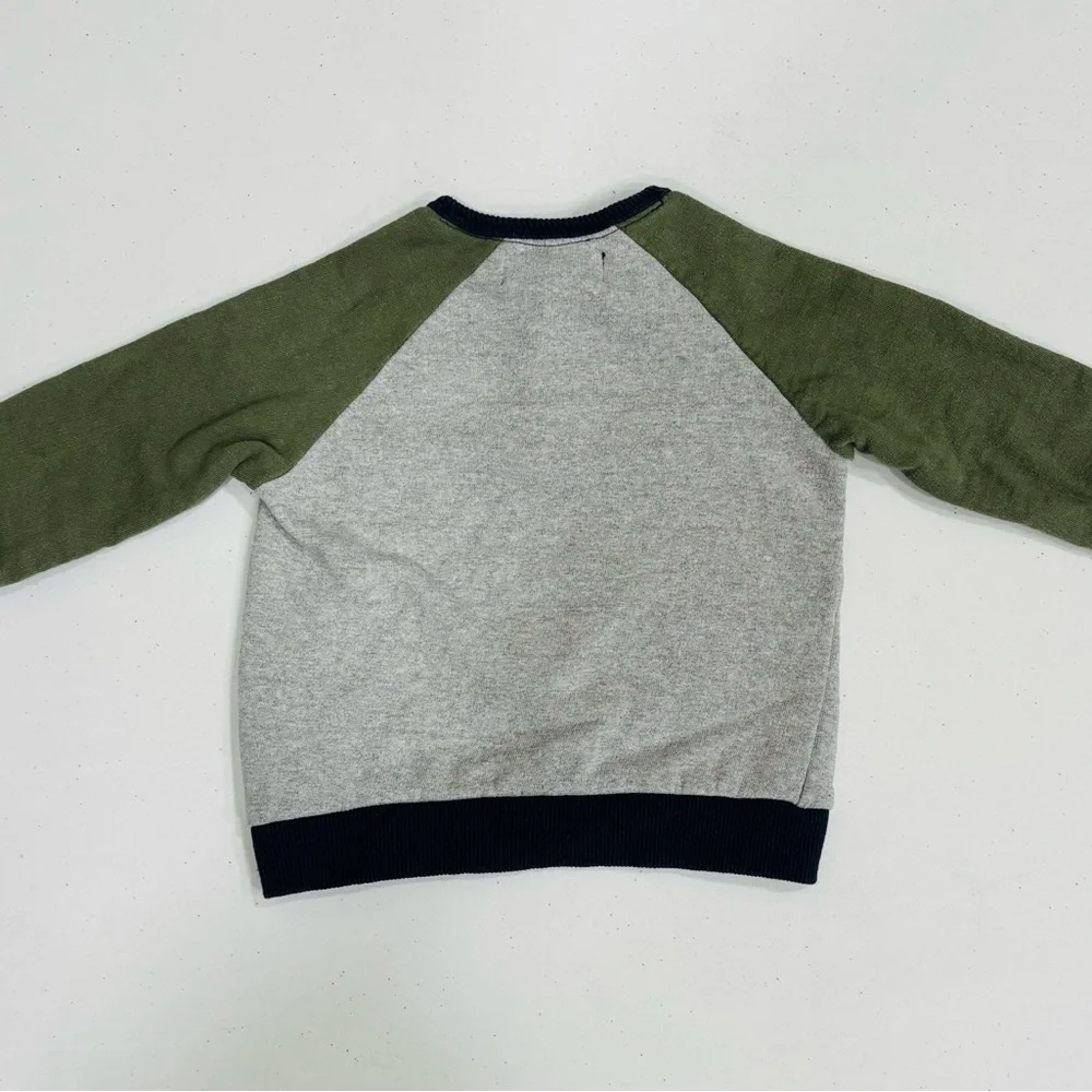 7 For All Mankind Olive and Heather Gray Kids Pullover Top, 12 Month - Picture 5 of 5